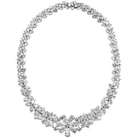 Estate Diamond Platinum 76 Carat Necklace For Sale at 1stdibs