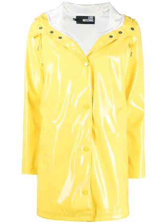 Shop yellow Love Moschino glossy rain mac with Express Delivery - Farfetch