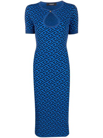 Versace La Greca Knitted Midi Dress - Farfetch
