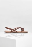 Plaited Strap Toe Post Sandals | boohoo brown