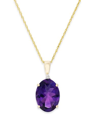 Macy's Amethyst & Diamond Accent 14k Gold Pendant Necklace