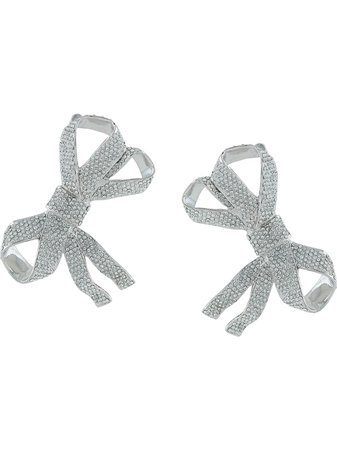 AREA Bow crystal-embellished Earrings - Farfetch
