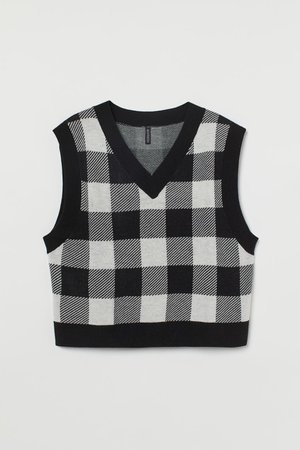 H&M+ Sweater Vest - Black/checked - Ladies | H&M US
