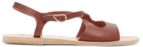 Limnos Crossover Leather Sandals - Womens - Dark Brown