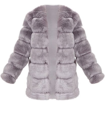 grey fur coat