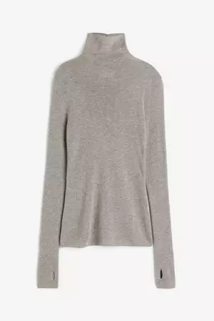 Cashmere-blend Turtleneck Sweater - Light taupe melange - Ladies | H&M US