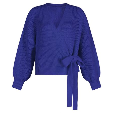 WRAP KNIT CARDIGAN BLUE | Most Wanted