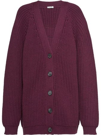 Red Miu Miu Shaker Knit Wool Cardigan | Farfetch.com