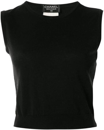 Chanel Pre Owned CC round neck sleeveless knit tops