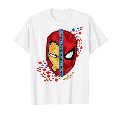 Amazon.com: Marvel Spider-Man Homecoming Iron Man Face Split T-Shirt C1: Clothing