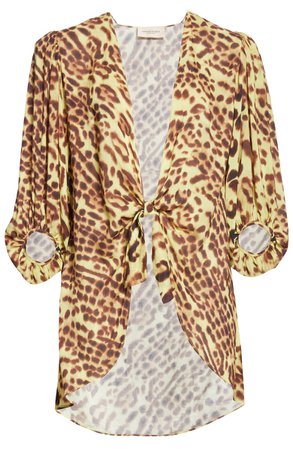 Adriana Degreas Leopard Print Tie Detail Cover-Up | Nordstrom