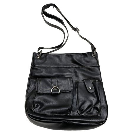Vintage purse bag crossbody black mid size pockets... - Depop