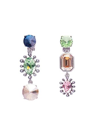diamond earring pink green blue