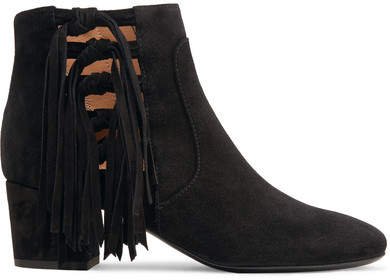 Roxter Tasseled Suede Ankle Boots - Black