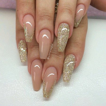 light gold glitter nails - Google Search