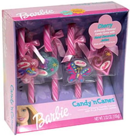 Frankford Barbie, Cherry Candy Canes with Fruit Flavored Jellies Candy 'n Canes - 3.52 oz, Nutrition Information | Innit