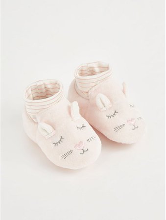 Pink Striped Bunny Slippers | Baby | George at ASDA