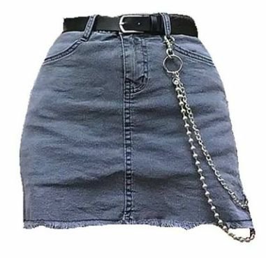 *clipped by @luci-her* Belted Light Wash Denim Skirt