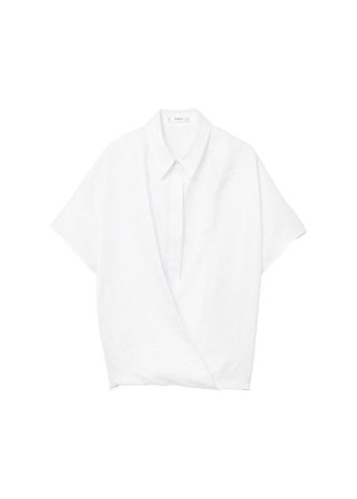 MANGO Wrap linen-blend shirt