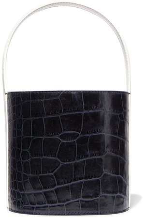 STAUD | Bissett croc-effect and smooth leather bucket bag | NET-A-PORTER.COM