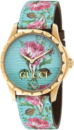 G-Timeless Print Leather Strap Watch, 38mm