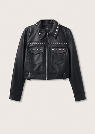 Beaded leather jacket - Women | Mango USA