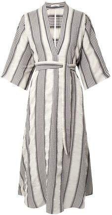 Cutout Striped Seersucker Midi Dress