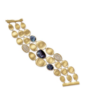 Marco Bicego Lunaria Three-Row Black Mother-of-Pearl & Diamond Bracelet