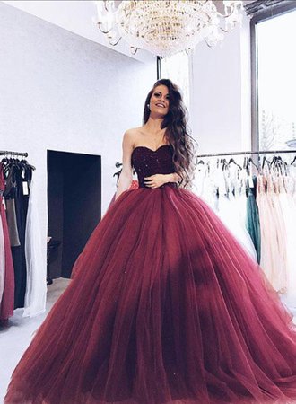 Burgundy Ball Gown Prom Dress – Fashion dresses