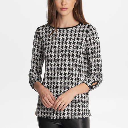 HOUNDSTOOTH KNIT SWEATER - Tops & Sweaters - Sale - Karl Lagerfeld Paris - Karl Lagerfeld Paris