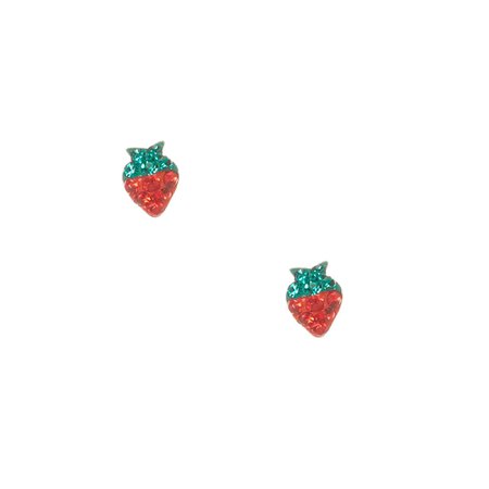 Sterling Silver Crystal Strawberry Stud Earrings | Claire's US