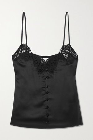 The Maida Lace-trimmed Silk-charmeuse Camisole - Black
