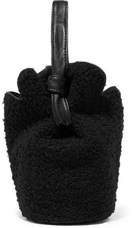 French Fry Small Leather-trimmed Bouclé Tote - Black