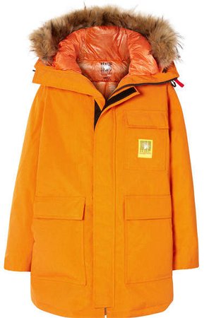 Brumal - Hooded Faux Fur-trimmed Shell Down Parka - Orange
