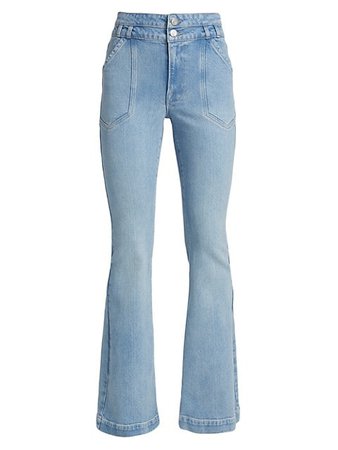 Shop Frame Double-Button Mid-Rise Flared Jeans | Saks Fifth Avenue