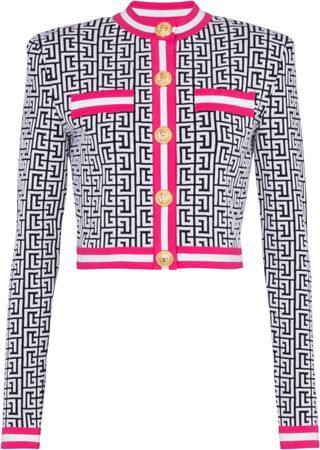 Balmain - Knit cardigan with Balmain monogram - Pink.jpg
