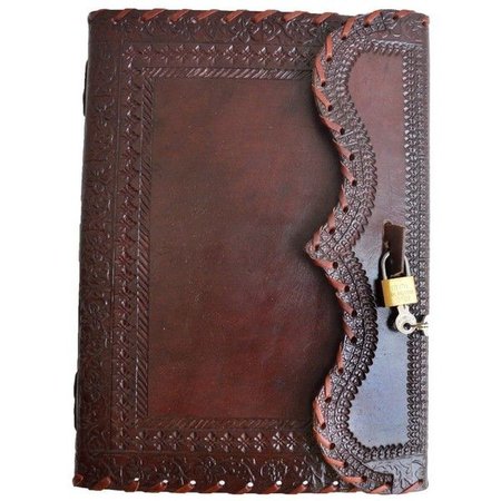 Large Brown Leather Journal w/ Lock & Key