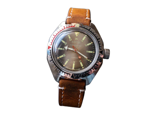 Vintage divers watch Wostok Amphibian 20 ATM, Antimagnetic, Patina dial, Mens wrist watch, Soviet military watch, USSR, Retro, Gift for him