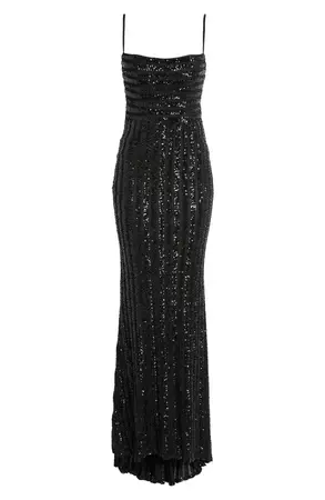 La Femme Stripe Pattern Sequin Evening Gown | Nordstrom