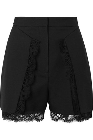Alexander McQueen | Lace-trimmed wool-blend shorts | NET-A-PORTER.COM