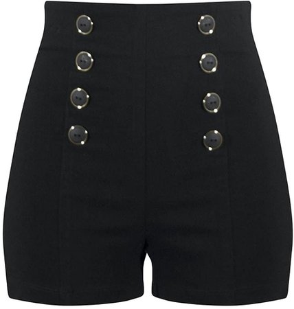 high waisted black shorts with buttons