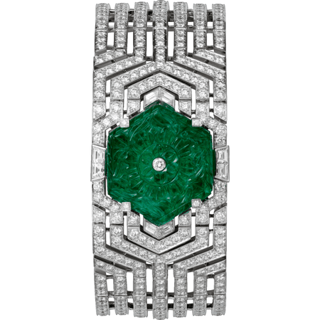 Cartier, Carved emerald and diamond watch