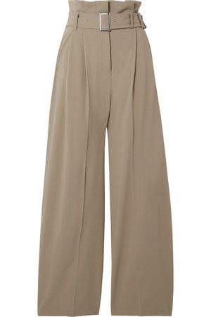 Burberry | Belted grain de poudre wide-leg pants | NET-A-PORTER.COM