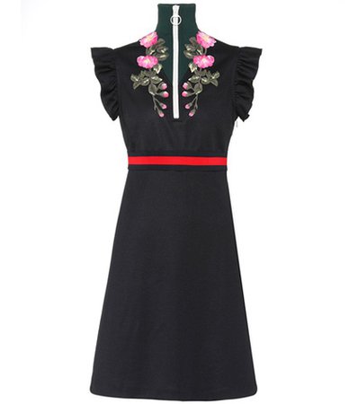 Embroidered jersey dress