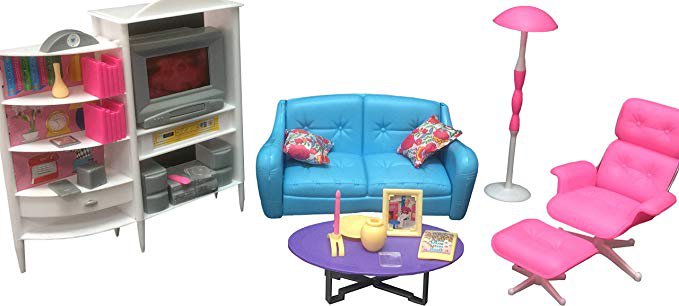 Amazon.com: Gloria Dollhouse Furniture - Family Room TV Couch Ottoman Playset: Toys & Games