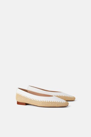 NATURAL BALLERINAS IN CONTRAST MATERIALS - View all-WOMAN-SHOES | ZARA United Kingdom