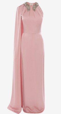 Long Pink Satin Dress Silver by Alexander Mcqueen