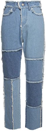 PAODIKUAI Women Patch Flare Jeans Bell Bottom Raw Hem Denim Pants Slim Bootcut Jean at Amazon Women's Jeans store