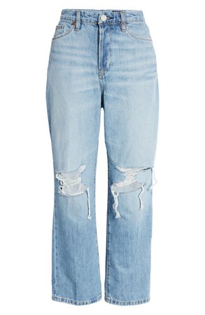 BLANKNYC Baxter Ripped Knee Ribcage Straight Leg Crop Jeans | Nordstrom
