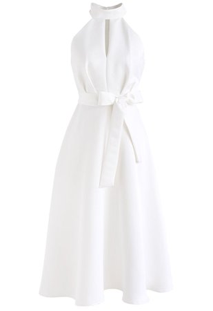 Chicwish $80 - Lady in white halter neck midi dress